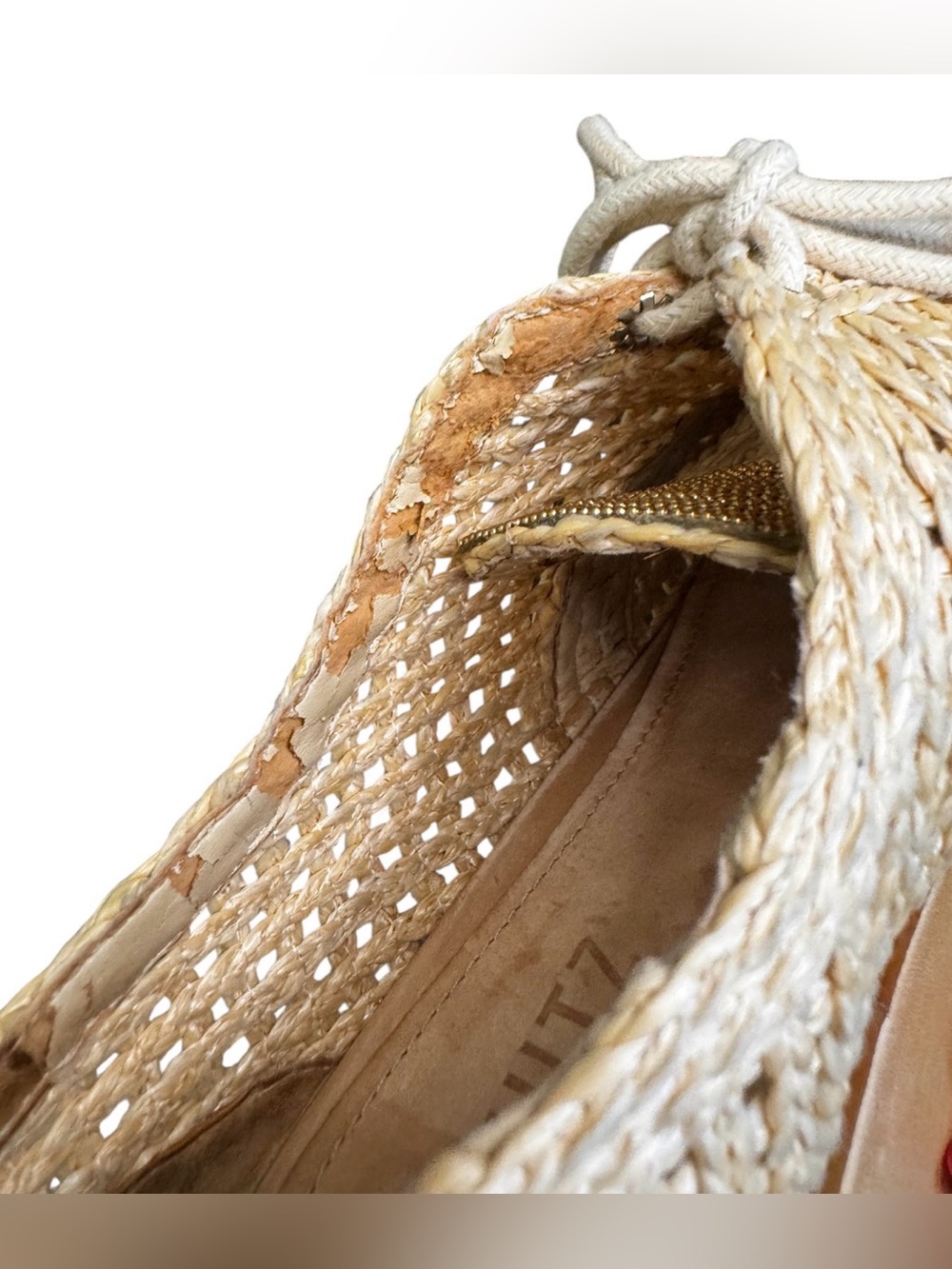 SCHUTZ size 6.5 RARE raffia metal platform lace up espadrilles Oxford shoes - Picture 9 of 11